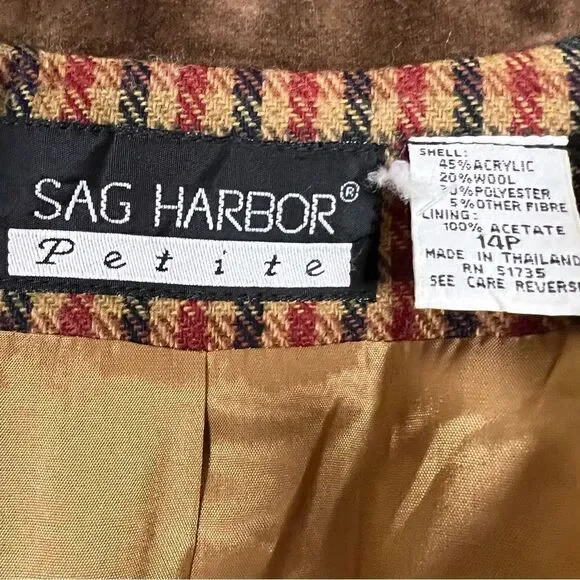 Sag Harbor houndstooth blazer with velvet trim size 14P - Picture 11 of 11